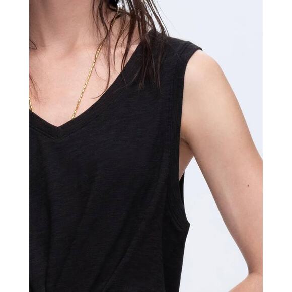 ATM Slub Jersey V-Neck Tank Top in Black L - Picture 4 of 4